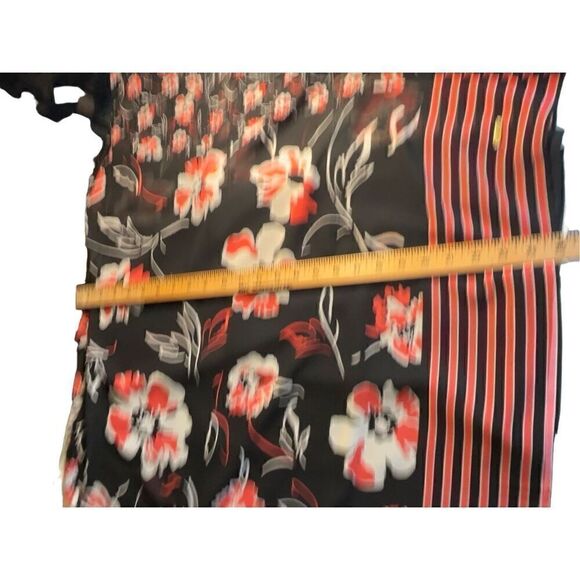 Calvin Klein Black Pink White short Sleeve Floral Top With Tank Lining - Picture 10 of 15